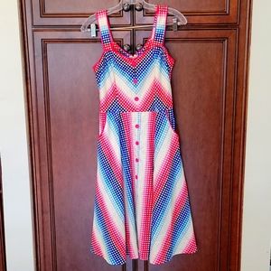 Voodoo Vixen Rainbow Gingham Serene Swing Dress Sz US 2 XS Belt Read Swing Skirt